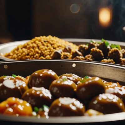 food in a bowl with food in it